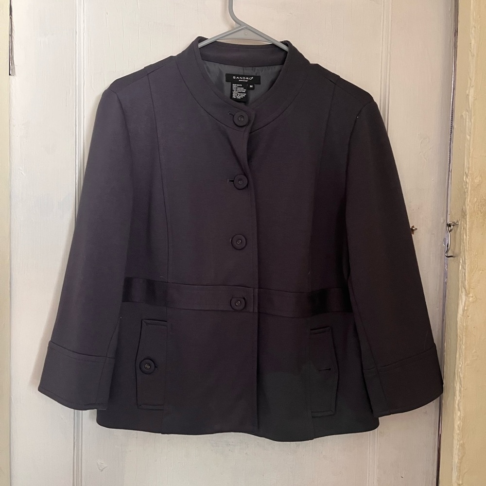 Sandro Swing Button Up Jacket Charcoal Size Medium - image 4